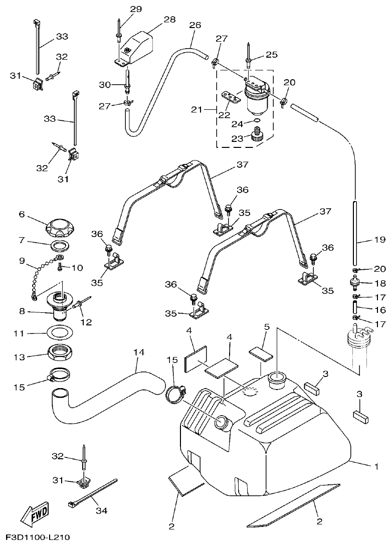 Yamaha F3D3 FUEL TANK parts diagram